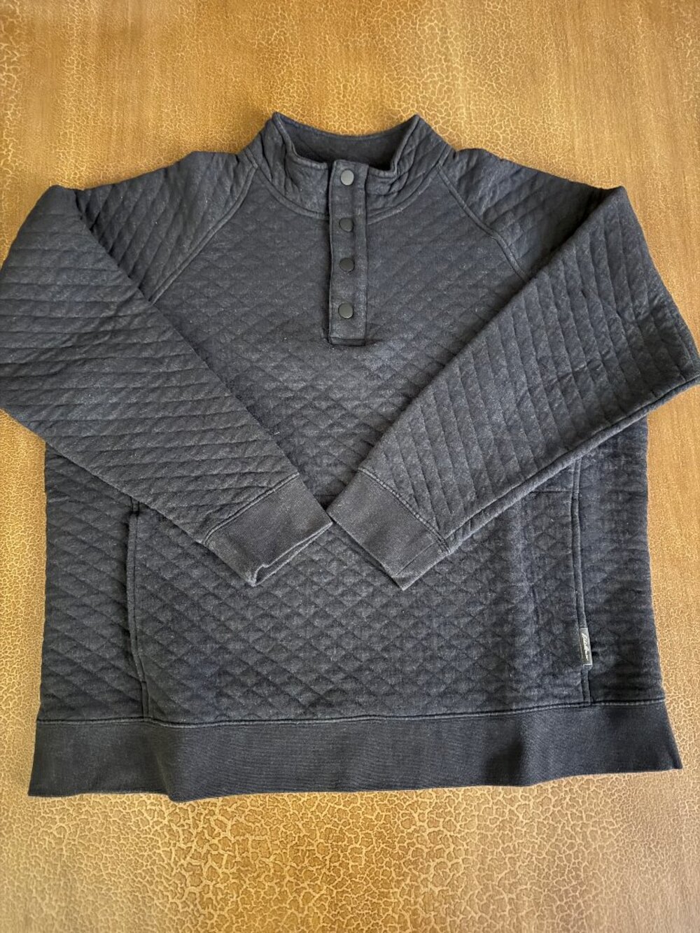 Eddie Bauer Men's Quilted Pullover Sweater Front Button - Size Large Lg